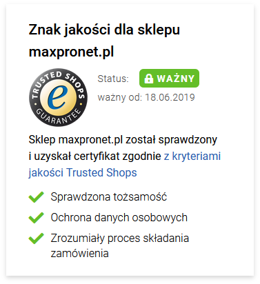 Znak jakości maxpronet