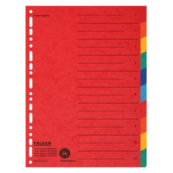 Falken Przekładki do Segregatora A4 – 10-częściowe / 1 szt, 24 x 29,7 cm, 10-częściowe 2 x 5 kolorów