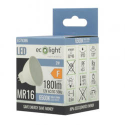 Żarówka LED MR16 2W 12V GU5.3 180lm 6500K Zimne ECOlight