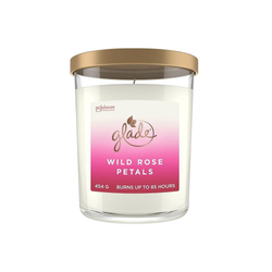 Glade Bardzo duża świeca zapachowa w szkle, prezent, Wild Rose Petals, 454 g, długi czas palenia do 85 godz.