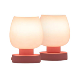 ONEWISH Zestaw 2 lampek nocnych dotykowych porty USB i 2 żarówki LED E27