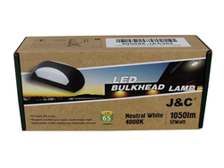 J&C LED Bulkhead light Neutral White 4000K (12W-1050LM-Oval-PC-IP65-NW)
