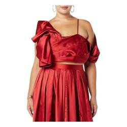 Crop Top Damski Satynowy Czerwony Rozmiar L