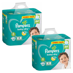 2x Pampers Baby-Dry 6 – Jumbo+Pack, 62 Pieluchy z Technologią Oddychającą