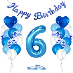 AivaToba Zestaw balonów urodzinowych cyfra 6 kolor niebieski