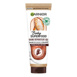 Garnier Body Superfood - 48H Regenerujący Balsam do Rąk z Masłem Kakaowym i Ceramidami - Do bardzo suchej skóry dłoni - 75 ml