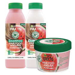 Garnier Fructis Hair Food Watermelon – Zestaw do Włosów (Szampon, Odżywka, Maska) dla Włosów Normalnych i Cienkich, 98% Składników Naturalnych