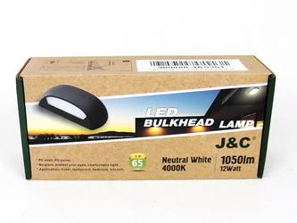 J&C LED Bulkhead light Neutral White 4000K (12W-1050LM-Oval-PC-IP65-NW)